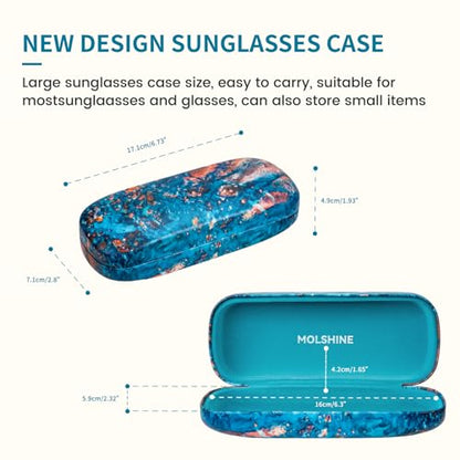 molshine Hard Shell Sunglasses Case, Classic Large Glasses Case for Women Men, Sunglass Eyeglasses - color: Ocean Blue