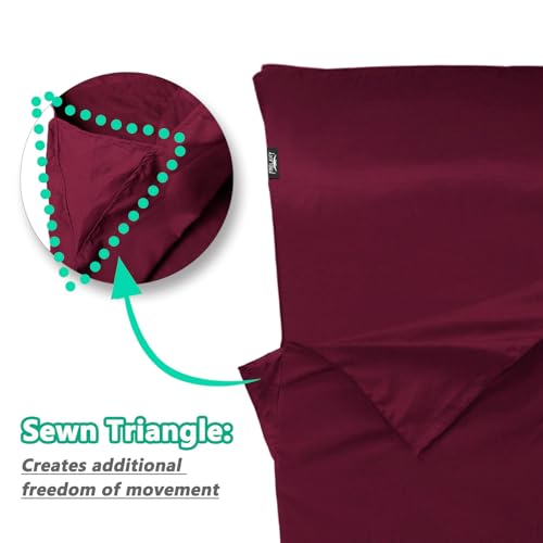 Frelaxy Sleeping Bag Liner, XL Travel Sheet for Camping, Hotels and Hostels - color: Burgundy - No Zipper