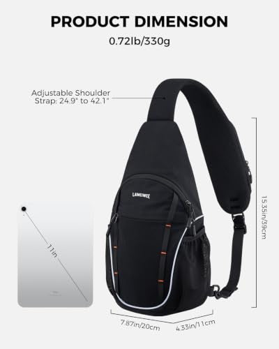 Crossbody Sling Bag, Lightweight Travel Sling Backpack with RFID Blocking - color: Black