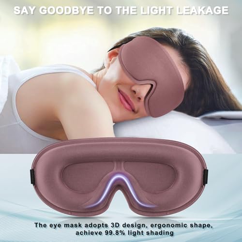 2 Pack Sleep Mask for Side Sleeper, Complete Light Blocking 3D Sleeping Eye Mask, Soft Breathable Eye Cover for Women Men, Travel, Nap, Relaxing Zero Pressure Night Blindfold (Pink+Purple) - color: Pink+purple