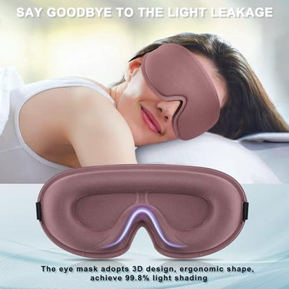 2 Pack Sleep Mask for Side Sleeper, Complete Light Blocking 3D Sleeping Eye Mask, Soft Breathable Eye Cover for Women Men, Travel, Nap, Relaxing Zero Pressure Night Blindfold (Pink+Purple) - color: Pink+purple
