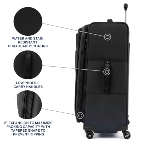 Travelpro Tourlite Softside 29" Expandable Luggage with 4 Spinner Wheels, Lightweight Suitcase, Checked Large, Black - color: Black, size: Checked-Large 29-Inch