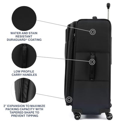 Travelpro Tourlite Softside 29" Expandable Luggage with 4 Spinner Wheels, Lightweight Suitcase, Checked Large, Black - color: Black, size: Checked-Large 29-Inch