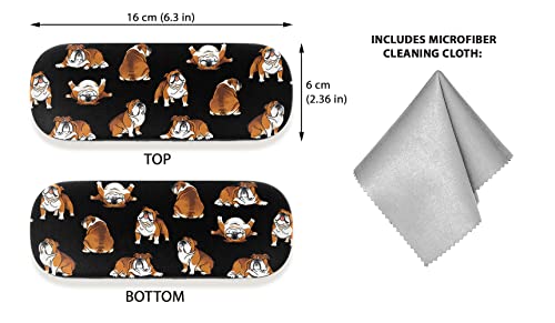 WIRESTER Hard Shell Eyeglasses Case, Clamshell Sunglasses Holder Protective Cover with Microfiber Cloth - color: English Bulldog Funny Playful Postures