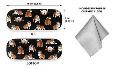WIRESTER Hard Shell Eyeglasses Case, Clamshell Sunglasses Holder Protective Cover with Microfiber Cloth - color: English Bulldog Funny Playful Postures