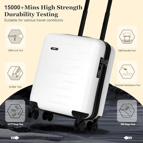 CENSIEN Expandable 16 Inch Underseat Carry On Luggage Airline Approved - color: White, size: 16 Inch Underseat EXT