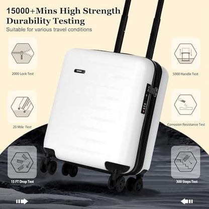 CENSIEN Expandable 16 Inch Underseat Carry On Luggage Airline Approved - color: White, size: 16 Inch Underseat EXT