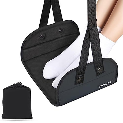Foot Hammock for Plane Travel, Airplane Trip Foot Rest, Black - color: Black
