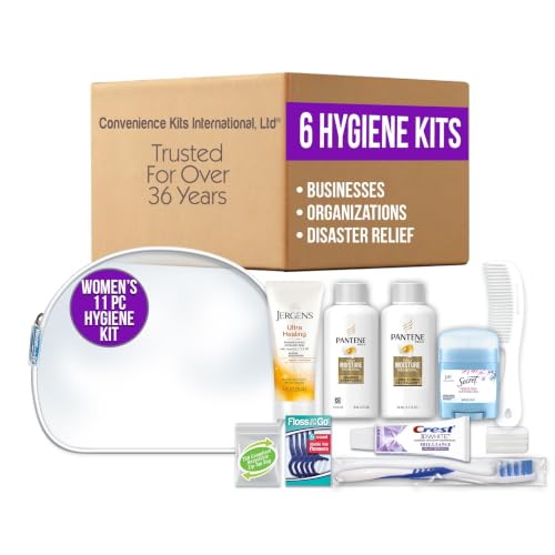 Convenience Kits International Women's 10-Piece Travel Hygiene Kit for Hotels, Shelters, Disaster Relief, Bulk (Pack of 6) - size: 6 Kits