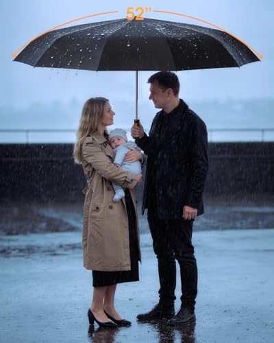Windproof Reverse Folding Travel Umbrella for Rain, Compact - color: Black