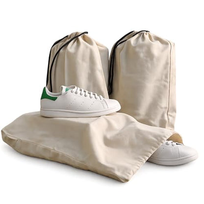 Cotton Shoe Travel Bags with Drawstring, Pack of 3, 19"x15" inch - size: Medium (19"×15")