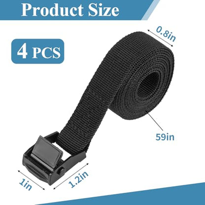 PEASUG Tie Down Straps, 4 Pack Lashing Straps with Buckles for Packing - color: Black, size: 0.78" x 5'