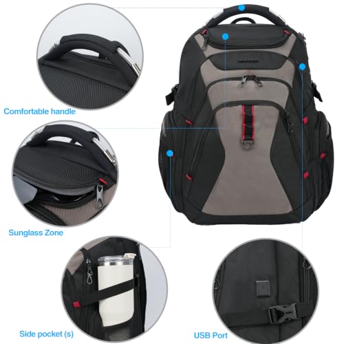 KROSER Laptop Backpack 17.3 Inch Computer Backpack for Men/Women/College - color: Black/Light Browm, size: 17.3 inch