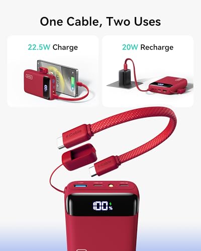 INIU Portable Charger, Smallest 20000mAh 22.5W Fast Charging Power Bank - color: Red, size: Mini Size