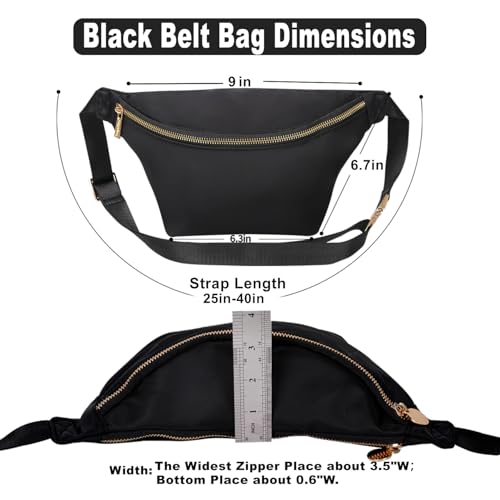 Fanny Pack Crossbody for Women Nylon Travel Waist Belt Bag (Black) - color: Black