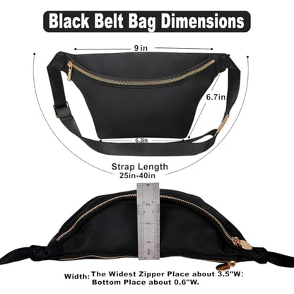 Fanny Pack Crossbody for Women Nylon Travel Waist Belt Bag (Black) - color: Black