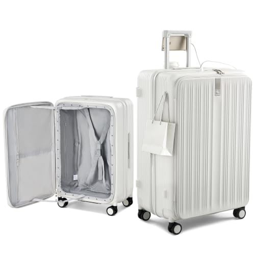 Hanke Top Opening 28" Large Luggage Expandable Hard Shell Smoke White - color: Smoke White, size: 28 Inch EXT