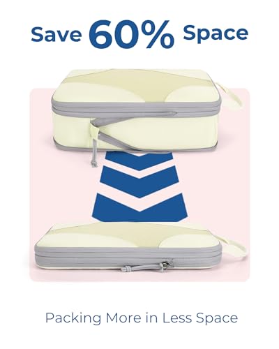 Bagsmart Compression Packing Cubes, Travel Bag Cruise Ship Essentials - color: Beige