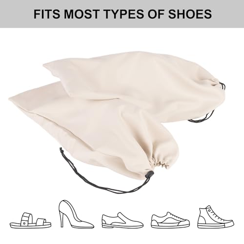 8 Pcs Single Shoe Bags for Travel with Drawstring,18"X9",Beige - color: Beige
