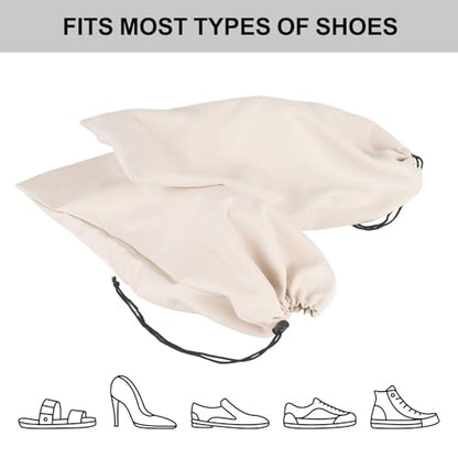 8 Pcs Single Shoe Bags for Travel with Drawstring,18"X9",Beige - color: Beige