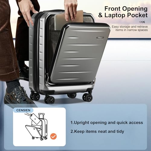 CENSIEN Expandable Luggage Sets, 20 Inch Carry On Luggage 28 Inch Suitcases - color: Gray, size: 20/28 Inch EXT