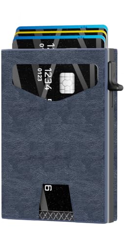 Men’s Wallet with RFID Blocking | Tri-Fold Front Pocket Design | 12 Card Slots, 2 ID Windows & Cash Slot | Aluminum Card Ejector | Durable & Lightweight Men’s Accessories (blue) - color: blue