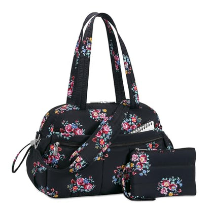 TOPDesign Travel Duffel Bag, Puffy Carry On Overnight, Gym Bag w/Wet Pocket - color: Flower