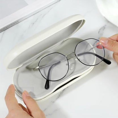 MoKo Double Eyeglass Case,Glasses and contact case 2 in 1 with Mirror - color: Beige