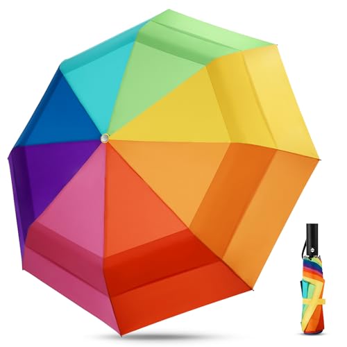 Rainbow Umbrella Windproof Automatic - 46/54inch Extra Large Double Canopy - color: 05.Rainbow 54Inch