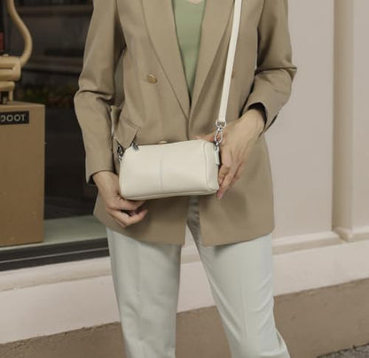 Small crossbody purse mini Genuine Leather Crossbody Bag for women - color: Off-white