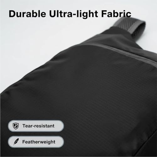 Ultra-light Foldable Backpack 80g – Packable into Palm Size, Hiking & Outdoor Sports, Water-Resistant Nylon (Black)