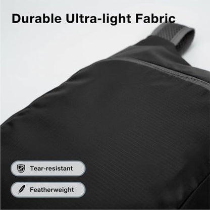 Ultra-light Foldable Backpack 80g – Packable into Palm Size, Hiking & Outdoor Sports, Water-Resistant Nylon (Black)