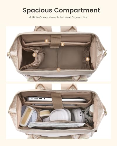 LOVEVOOK Laptop Backpack Women, 15.6 Inch Work Backpack - color: Beige-khaki, size: 15.6INCH