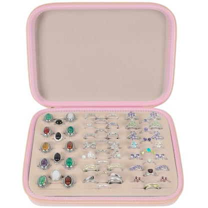 GWCASE Ring Organizer Box, 42-Slot Hard Shell Case, Holds 50+ Pieces, Pink - color: pink