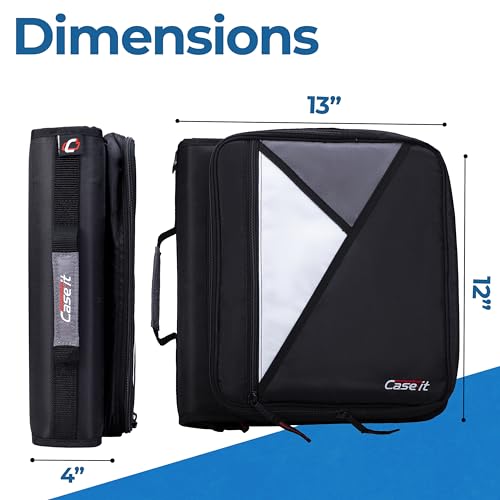 Case-it School Zipper Binder | 2" O-Rings | 350-Sheet | LT-007 Jet Black - color: A Jet Black, size: 1 Pack