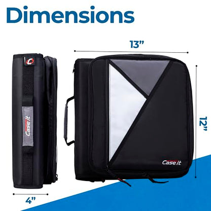 Case-it School Zipper Binder | 2" O-Rings | 350-Sheet | LT-007 Jet Black - color: A Jet Black, size: 1 Pack