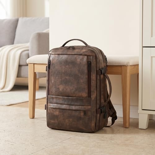 Travel Backpack for Men Women, Carry On Backpack Flight Approved, Coffee - color: Coffee