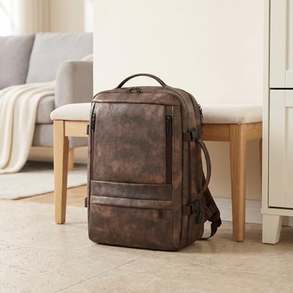 Travel Backpack for Men Women, Carry On Backpack Flight Approved, Coffee - color: Coffee