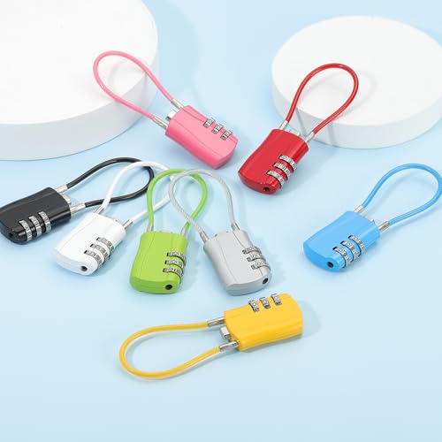 MECCANIXITY 2pcs Luggage Travel Lock 3 Digit Cable Combination Lock Blue - color: Blue, size: 12 Inch