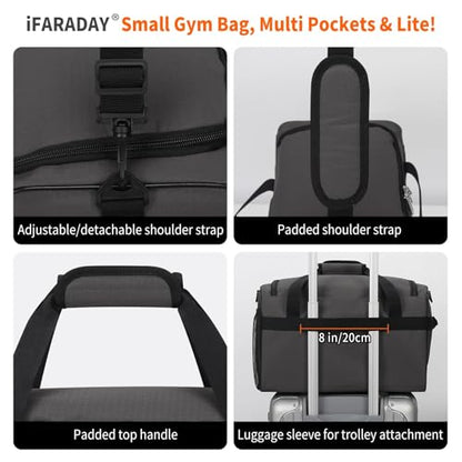 iFARADAY 20L Small Duffle Bag for Travel/Gym, Dark Gray - color: Dark Gray