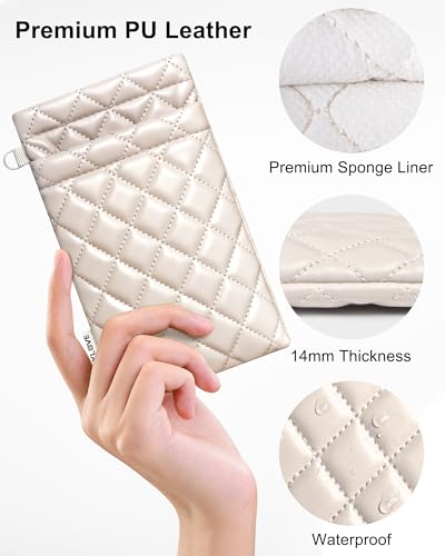 RayLove Double Glasses Case with Carrying Strap and Cleaning Cloth - color: Off-white