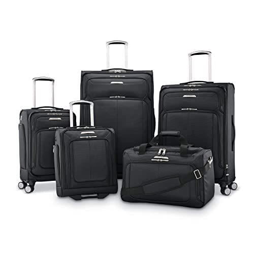 Samsonite Solyte DLX Softside Expandable Luggage with Spinner Wheels, Midnight Black, Checked-Medium 25-Inch - color: Midnight Black, size: Checked-Medium 25-Inch
