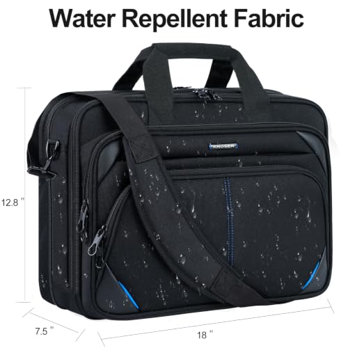 KROSER 17.3 Inch Laptop Briefcase, Computer Bag,Messenger Shoulder Bag - color: Black/Blue, size: 17.3 INCH