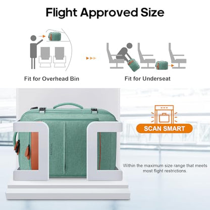 Travel Backpack Carry On Backpack 42L Flight Approved, Expandable Backpack - color: Green-brown (Backpacks With 4 Packing Cubes)