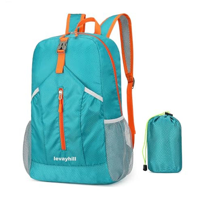 levayhill 25L Foldable Hiking Backpack,Small Packable Daypack Lake Blue - color: Lake Blue