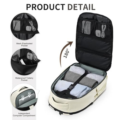 Travel Backpack for Women Men Lightweight Laptop Daypack Beige - color: Beige