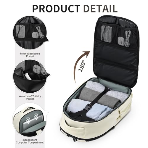 Travel Backpack Women Men Lightweight TSA Approved Carry On Bag - color: Beige