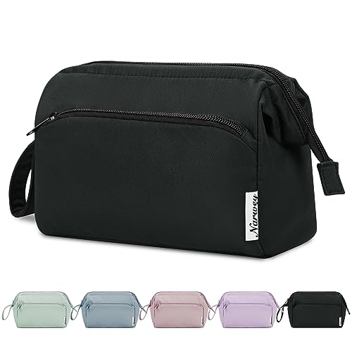 Narwey Travel Makeup Bag Toiletry Bag, Wide Open Cosmetic Bag for Women - color: A-Black, size: Small