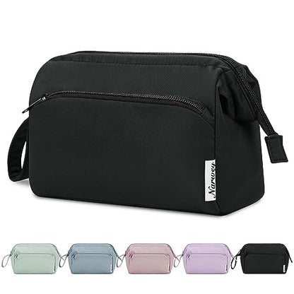 Narwey Travel Makeup Bag Toiletry Bag, Wide Open Cosmetic Bag for Women - color: A-Black, size: Small