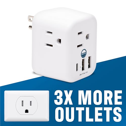Cruise On Cruise Approved Power Strip, Foldable [2 USB-A, 1 USB-C, 3 AC] - color: [2 USB-A, 1 USB-C, & 3 AC] Foldable